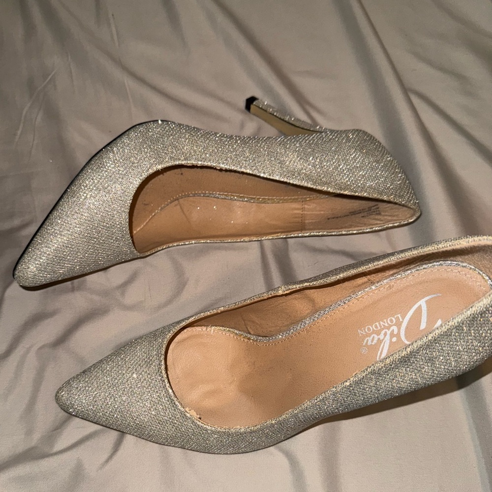 Dune London Shimmering Silver Heels